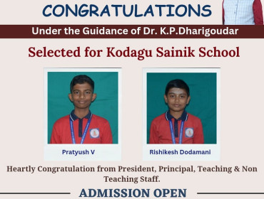 Selected For Kodagu Sainik School